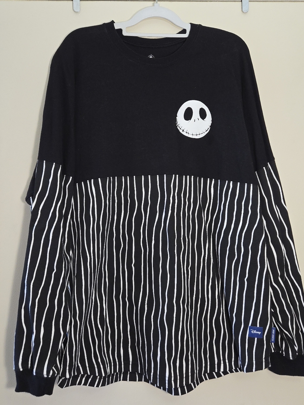 Disney Black & White Jack Skellington Striped Long Sleeve Spirit Jersey Size XL